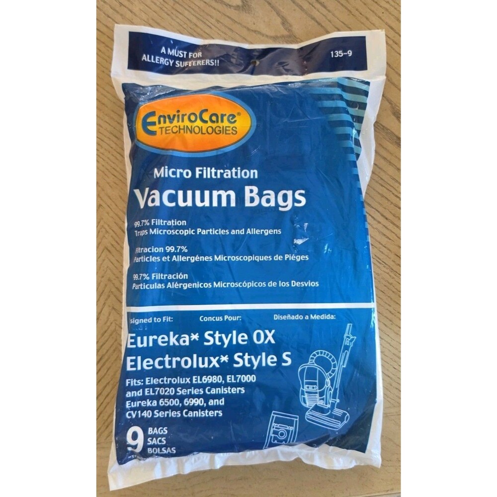 EnviroCare Micro Filtration Vacuum Bags Style OX / Style S 9 Pack 135-9 New